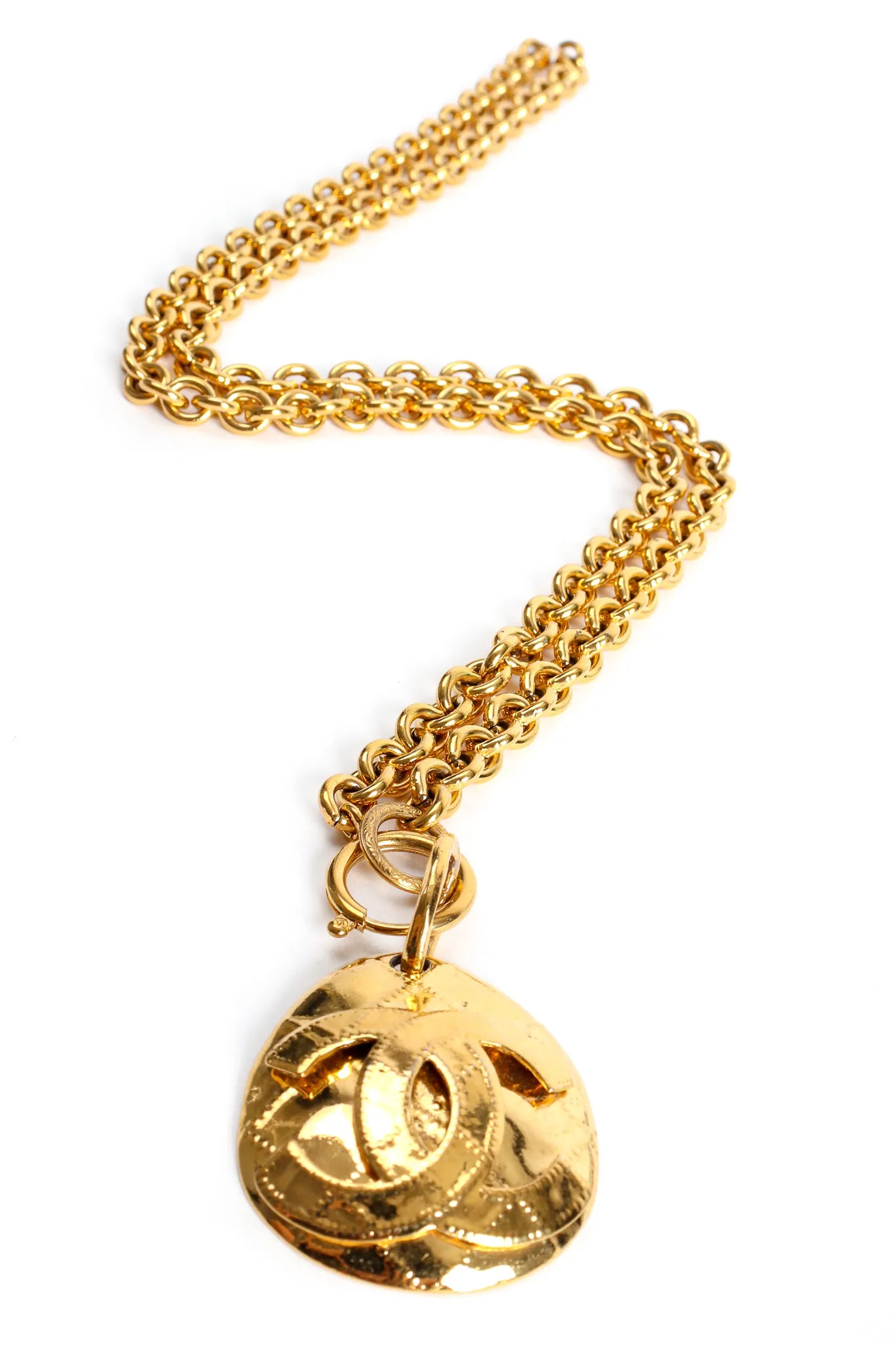 Long Quilted Logo Drop Pendant