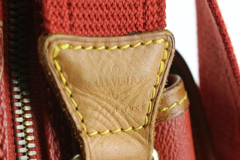 Louis Vuitton 1995 LV Cup Red Calvi Messenger 91lz817s
