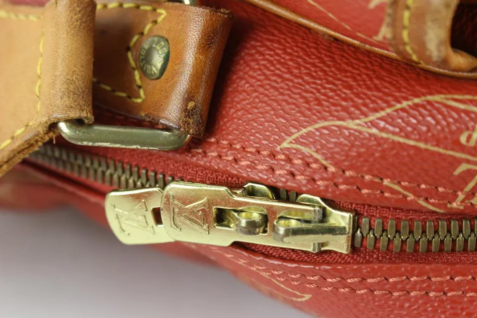 Louis Vuitton 1995 LV Cup Red Calvi Messenger 91lz817s