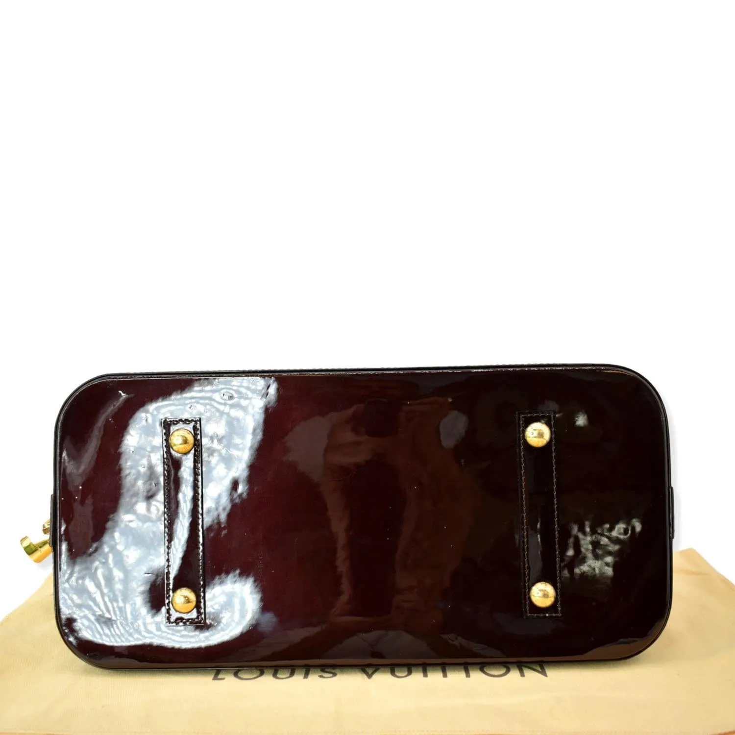 LOUIS VUITTON Alma GM Monogram Vernis Leather Satchel Bag Burgundy