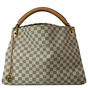 LOUIS VUITTON Artsy MM Damier Azur Hobo Bag White