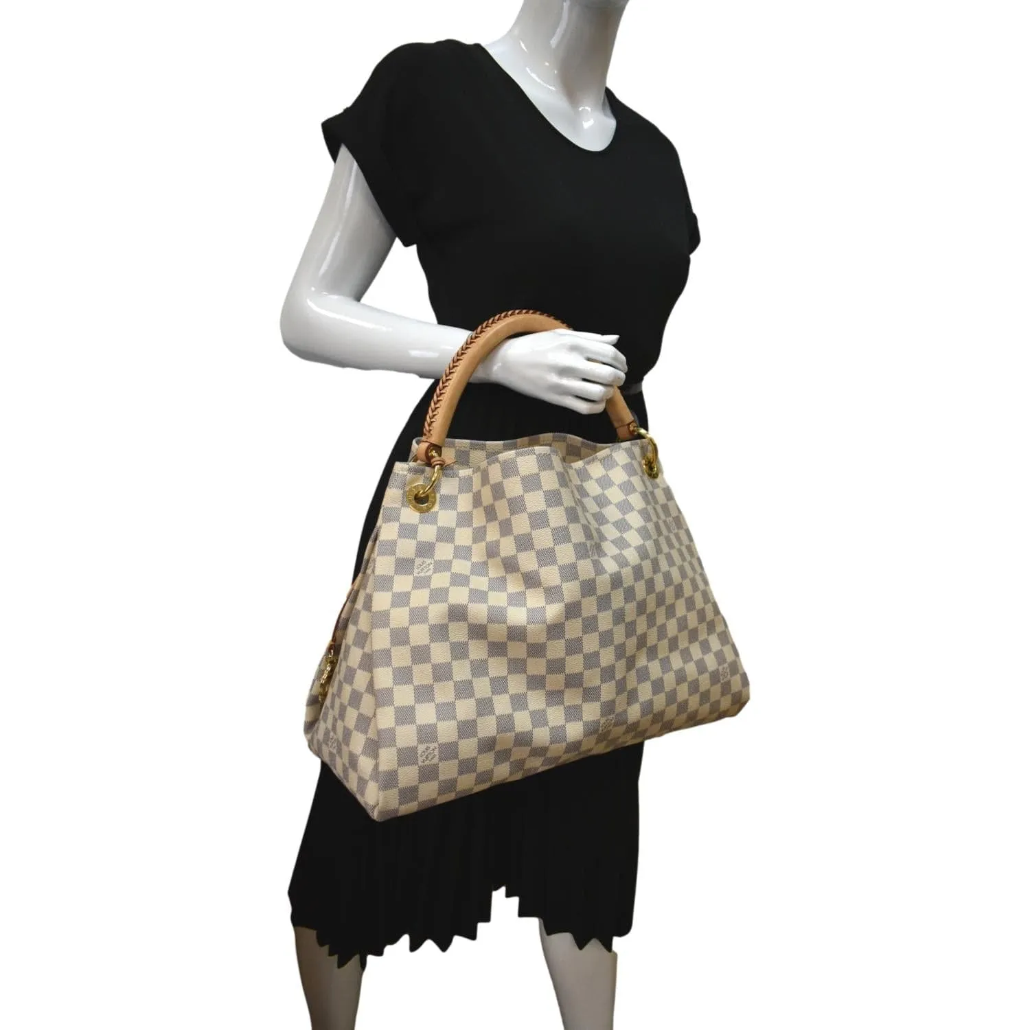 LOUIS VUITTON Artsy MM Damier Azur Hobo Bag White