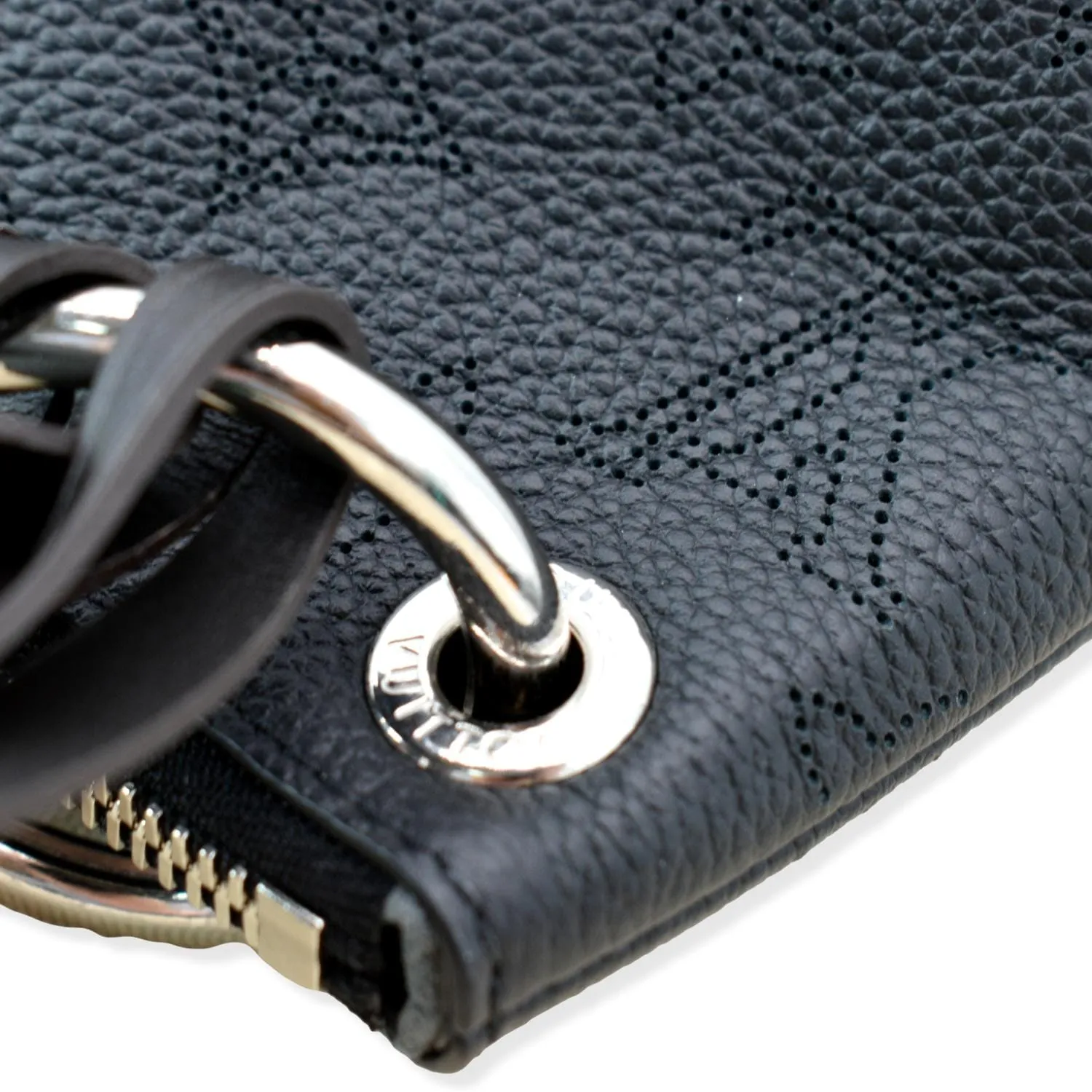 LOUIS VUITTON Beaubourg Mahina Leather Hobo Shoulder Bag Black