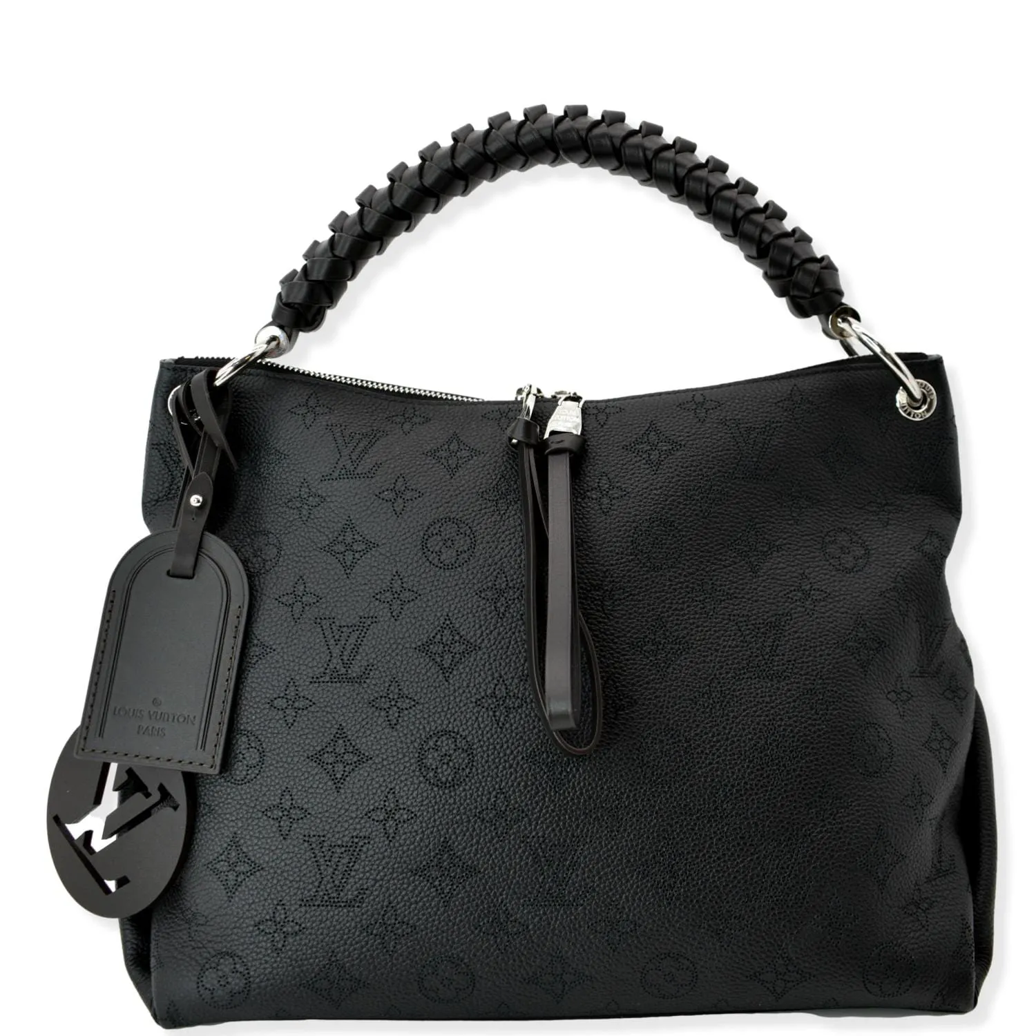 LOUIS VUITTON Beaubourg Mahina Leather Hobo Shoulder Bag Black