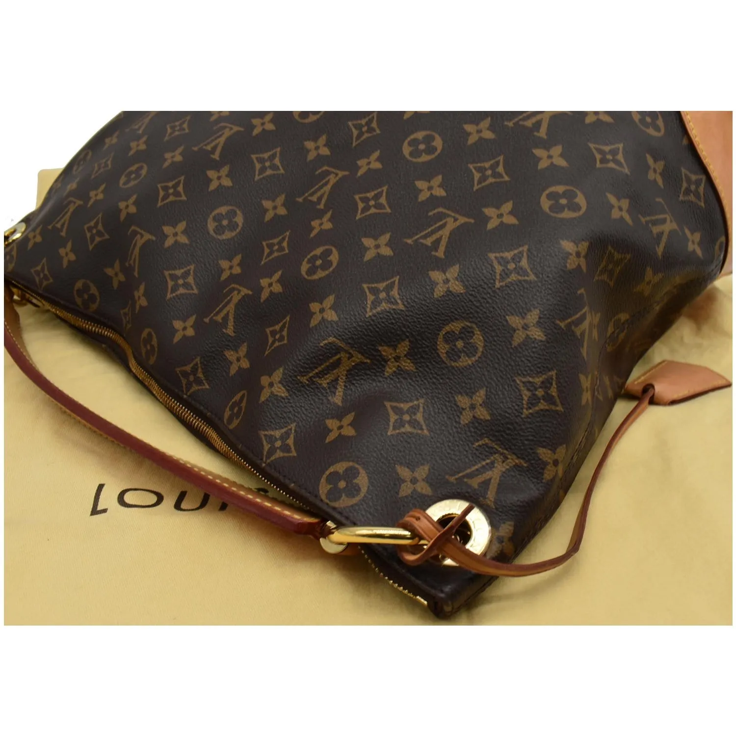 LOUIS VUITTON Berri MM Monogram Canvas Hobo Bag Brown