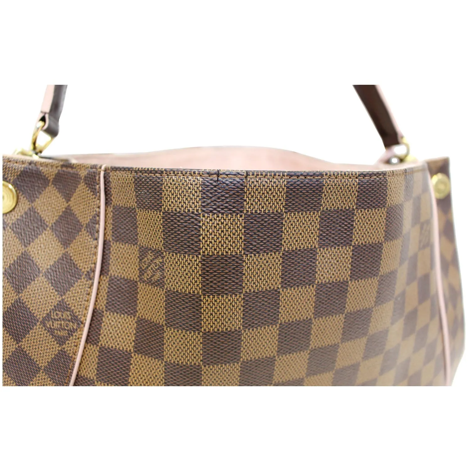 LOUIS VUITTON Caissa Damier Ebene Hobo Bag Rose Ballerine