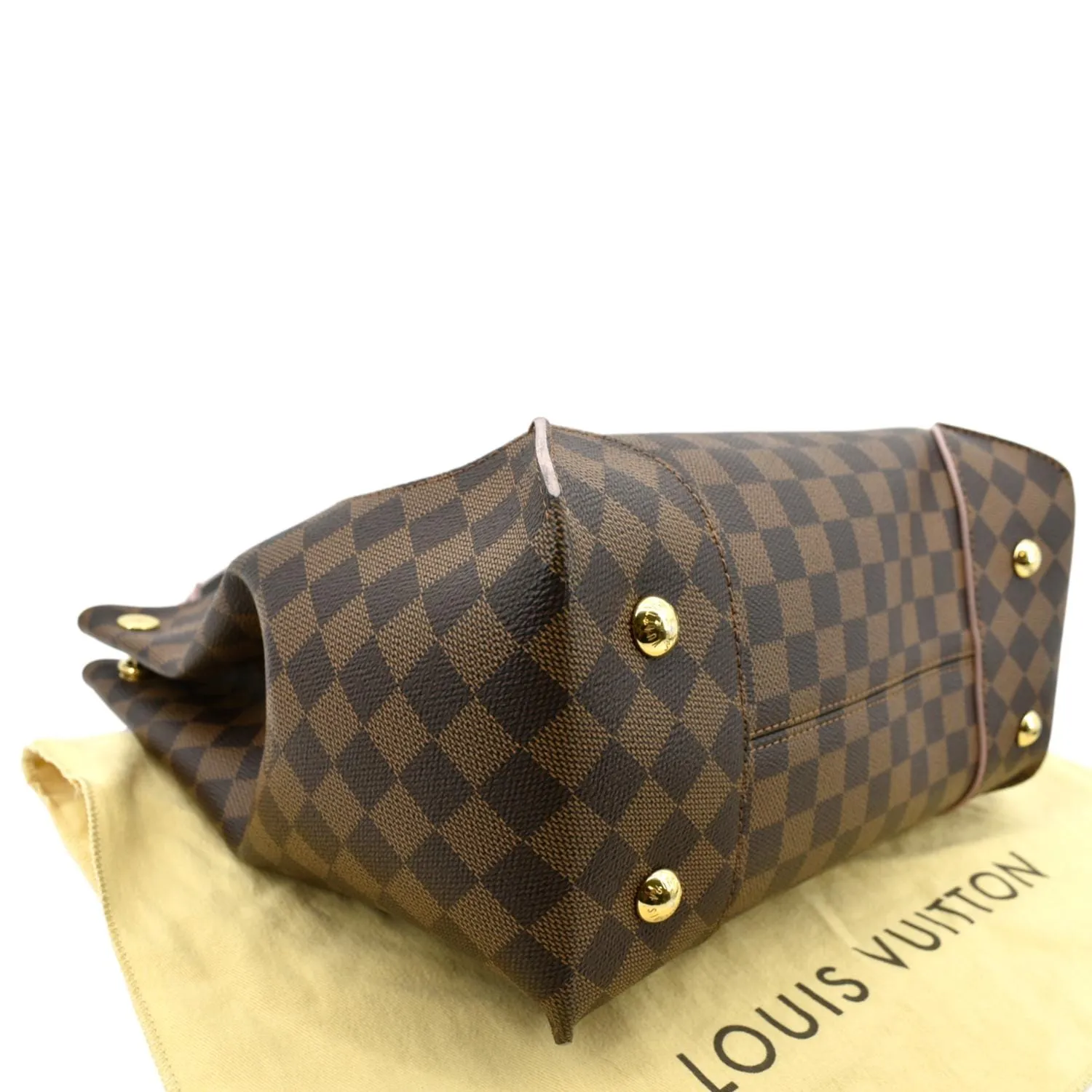 LOUIS VUITTON Caissa Damier Ebene Hobo Bag Rose Ballerine