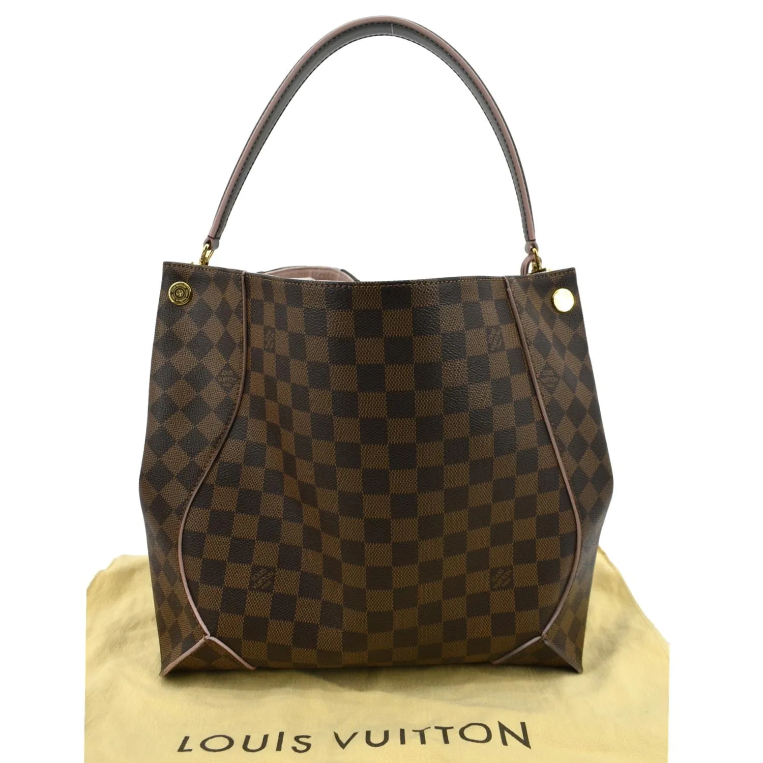 LOUIS VUITTON Caissa Damier Ebene Hobo Bag Rose Ballerine
