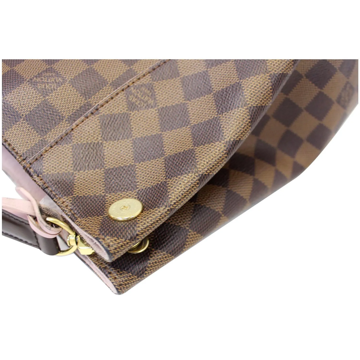 LOUIS VUITTON Caissa Damier Ebene Hobo Bag Rose Ballerine
