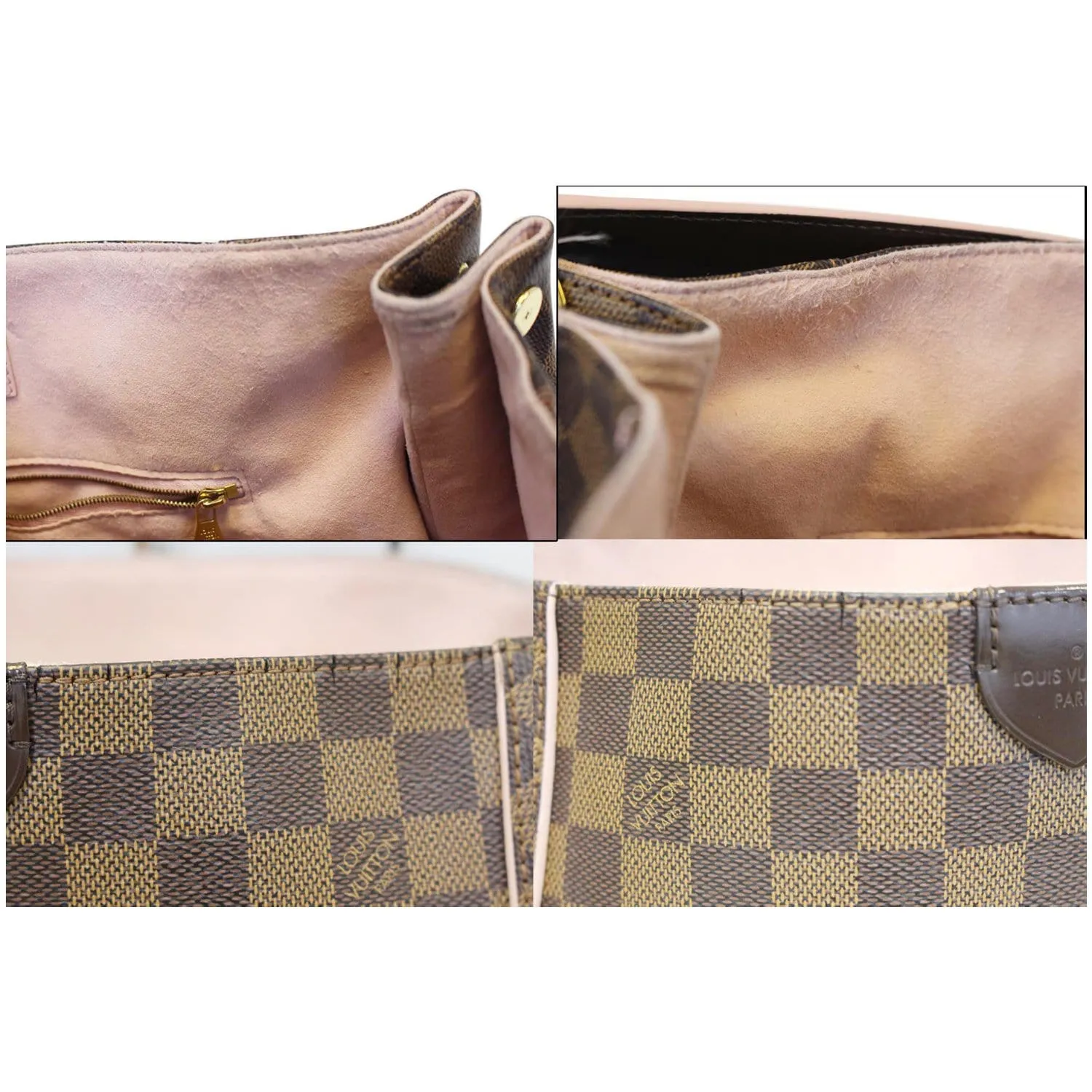 LOUIS VUITTON Caissa Damier Ebene Hobo Bag Rose Ballerine