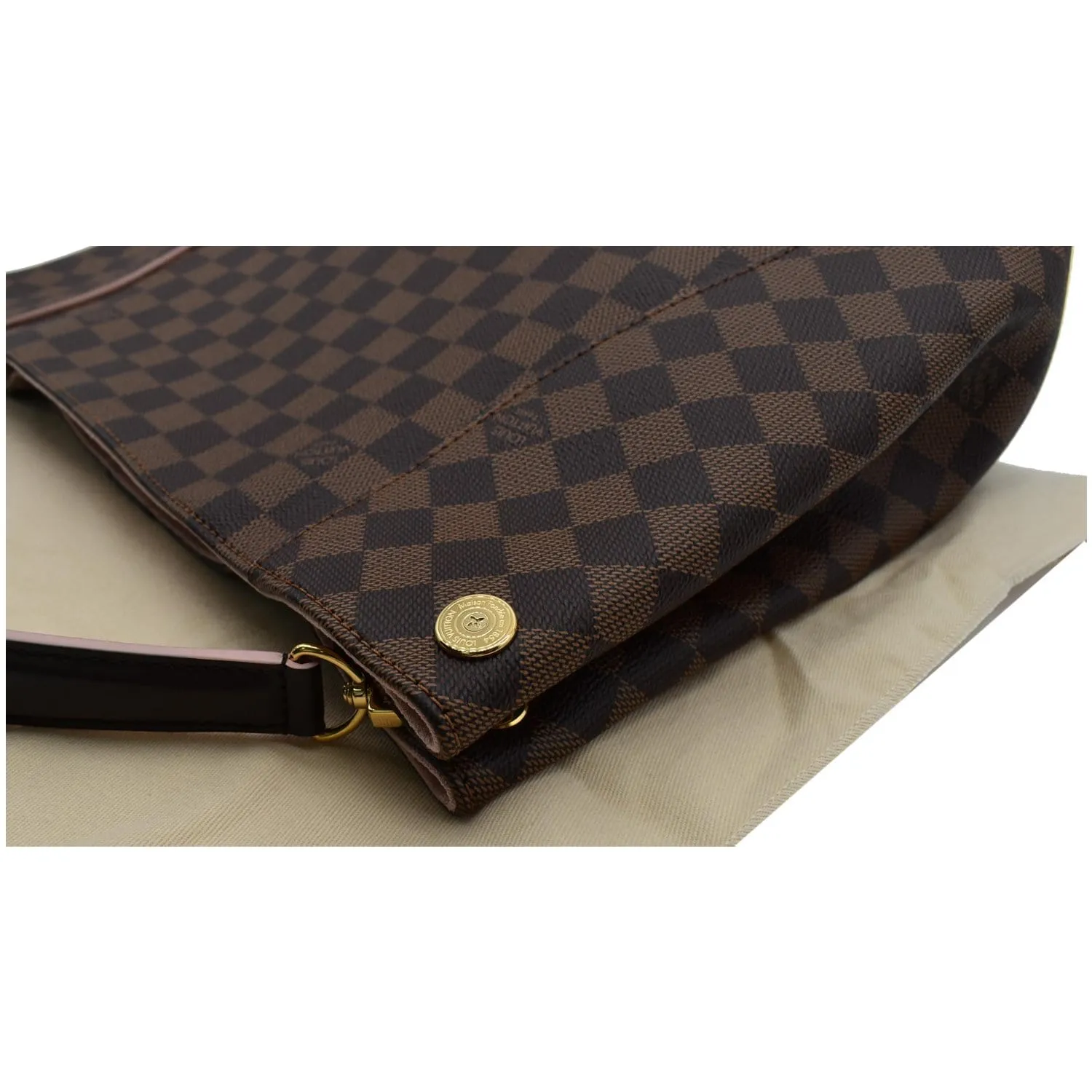 LOUIS VUITTON Caissa Damier Ebene Hobo Bag Rose Ballerine