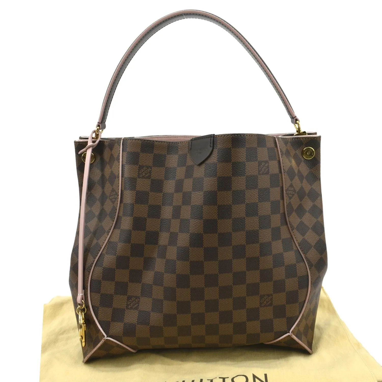 LOUIS VUITTON Caissa Damier Ebene Hobo Bag Rose Ballerine