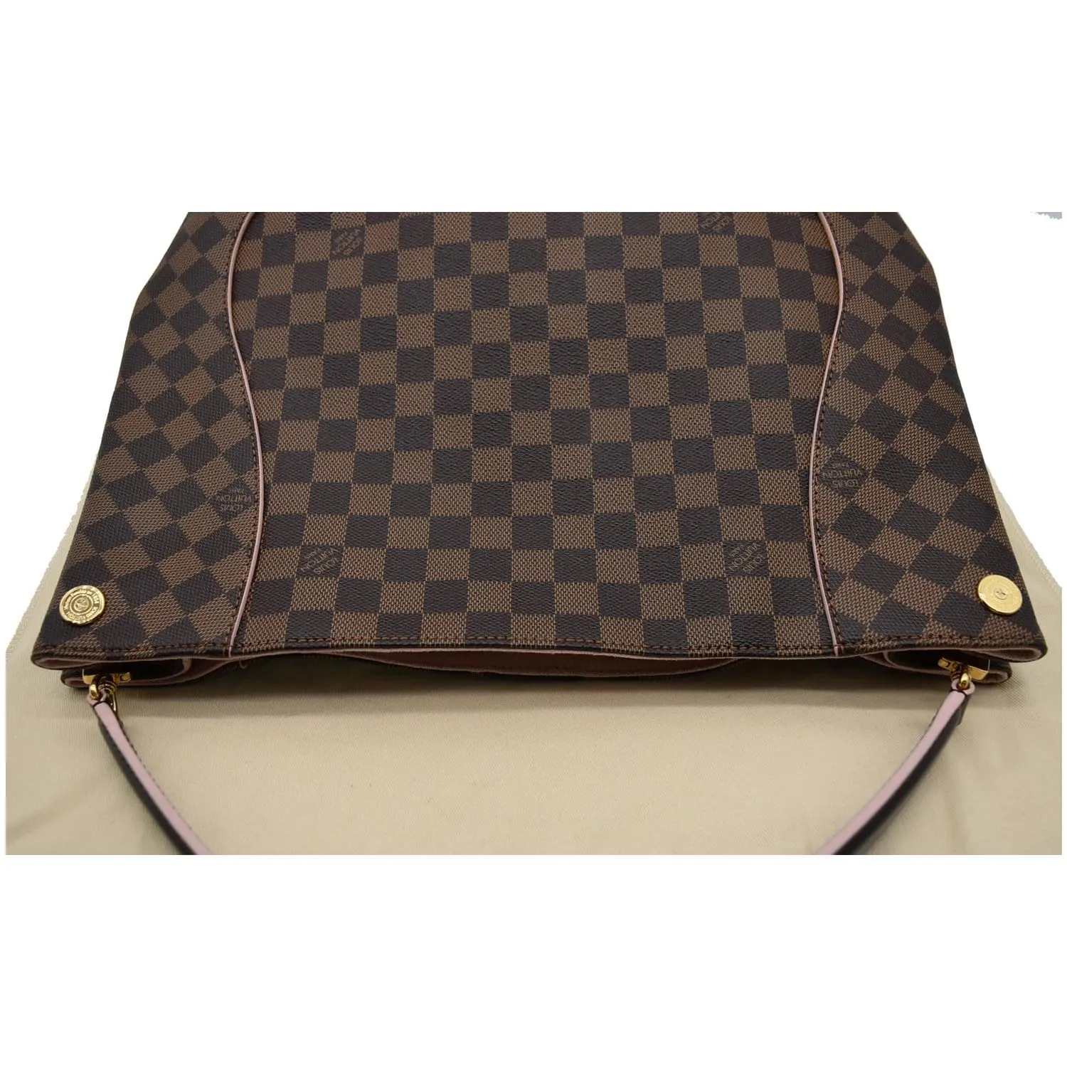 LOUIS VUITTON Caissa Damier Ebene Hobo Bag Rose Ballerine