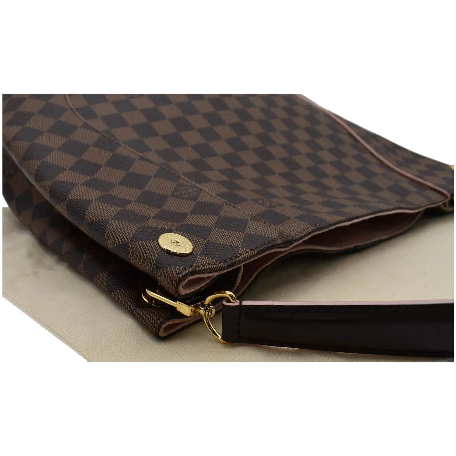 LOUIS VUITTON Caissa Damier Ebene Hobo Bag Rose Ballerine