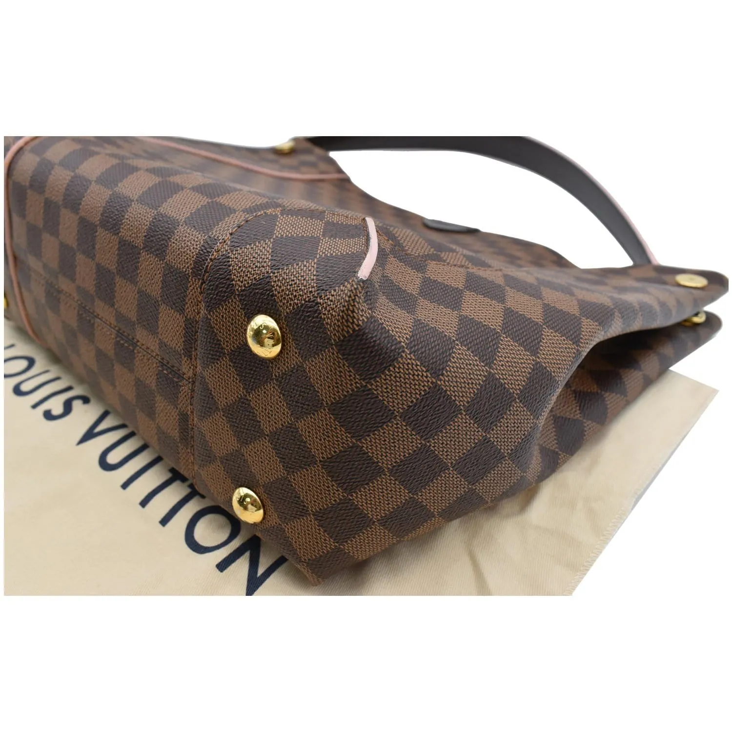 LOUIS VUITTON Caissa Damier Ebene Hobo Bag Rose Ballerine