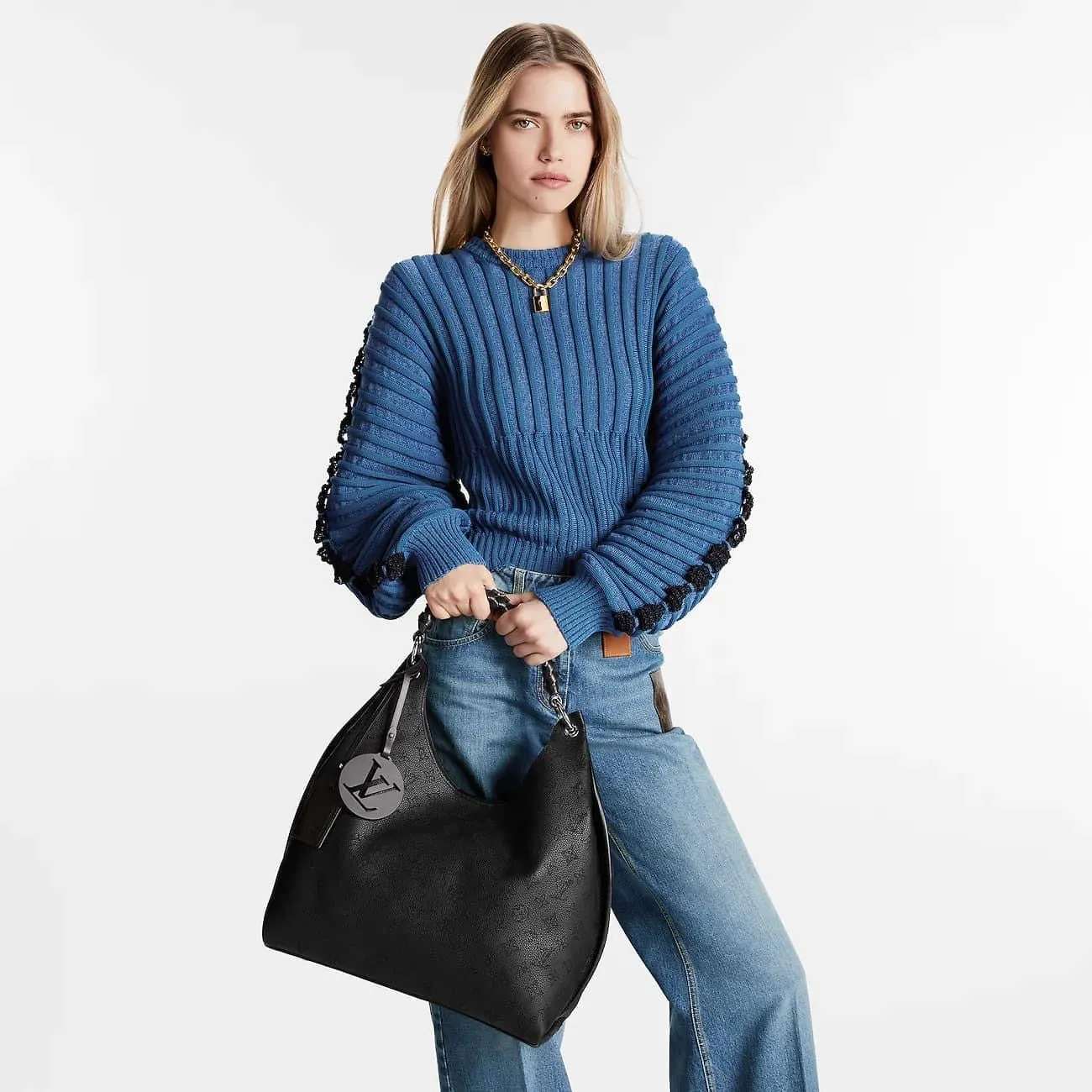 Louis Vuitton Carmel Hobo in Black Mahina