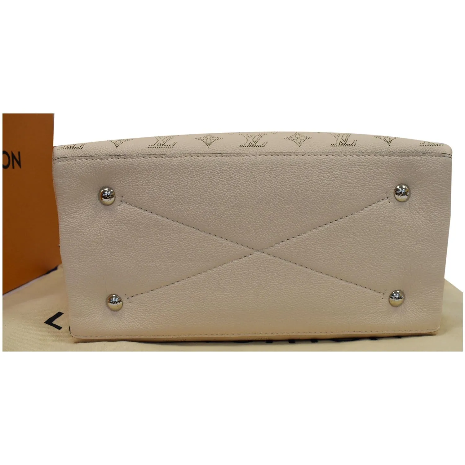 LOUIS VUITTON Carmel Mahina Calf Leather Hobo Bag Cream
