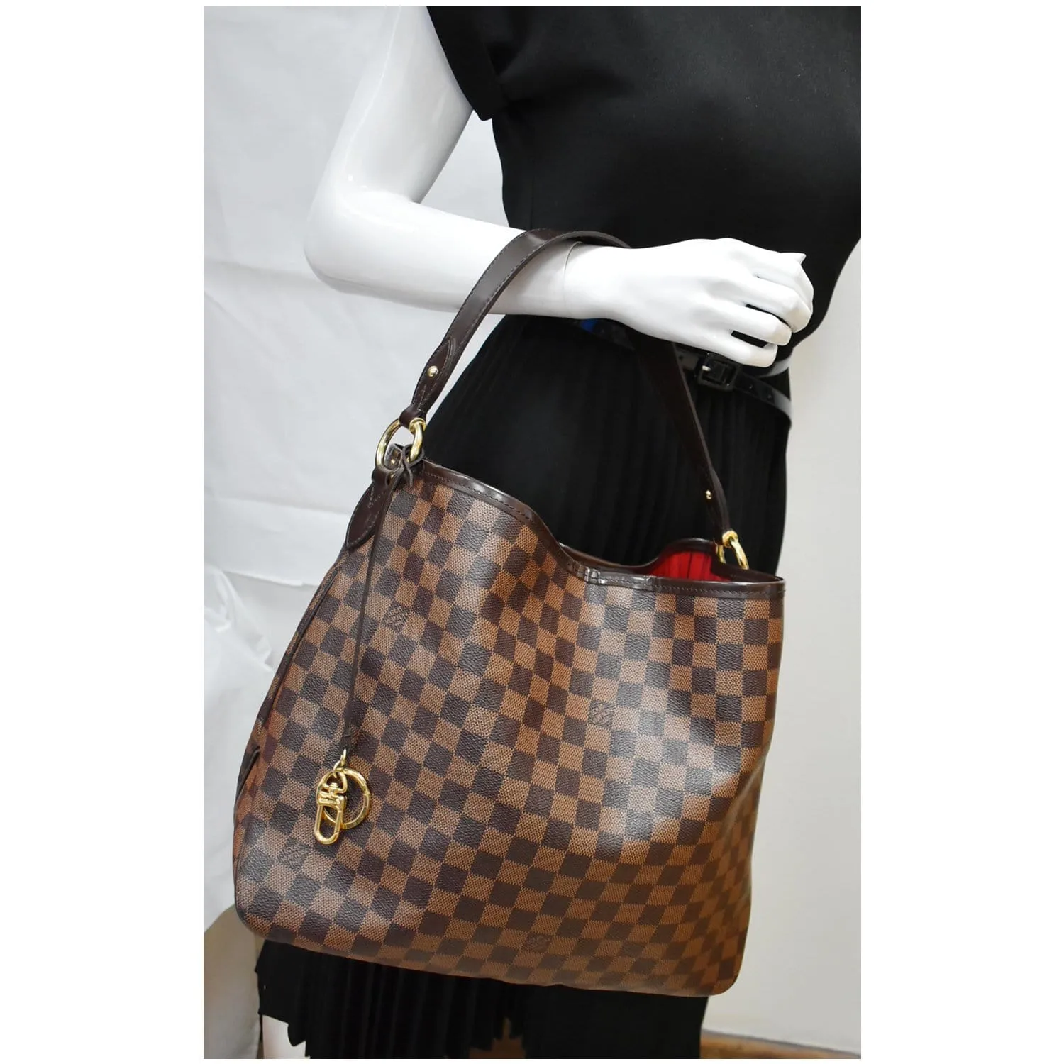 LOUIS VUITTON Delightful MM Damier Ebene Hobo Bag Brown