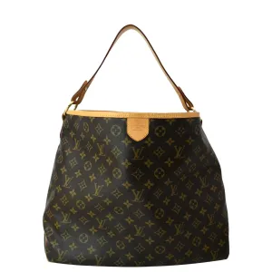 LOUIS VUITTON Delightful MM Monogram Canvas Hobo Bag Brown