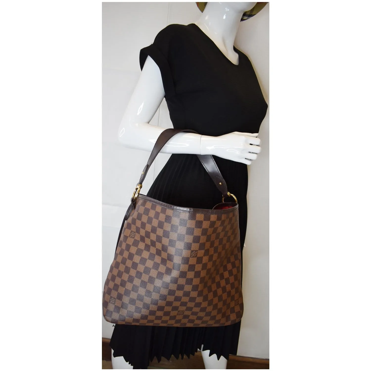 LOUIS VUITTON Delightful MM NM Damier Ebene Hobo Bag Brown