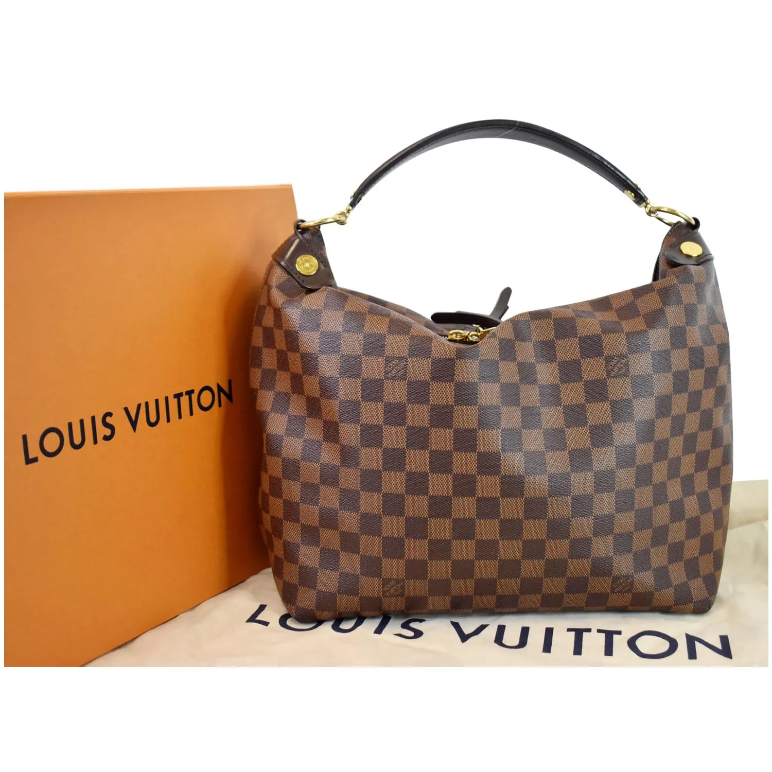 LOUIS VUITTON Duomo Hobo Damier Ebene Hobo Bag Brown