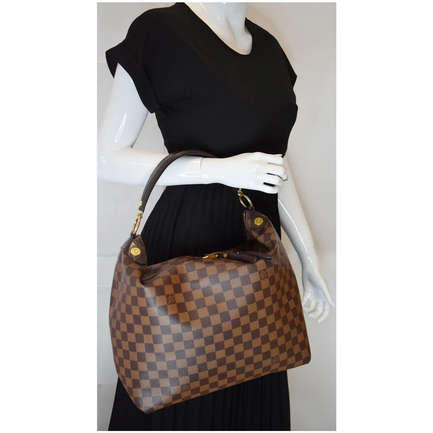 LOUIS VUITTON Duomo Hobo Damier Ebene Hobo Bag Brown