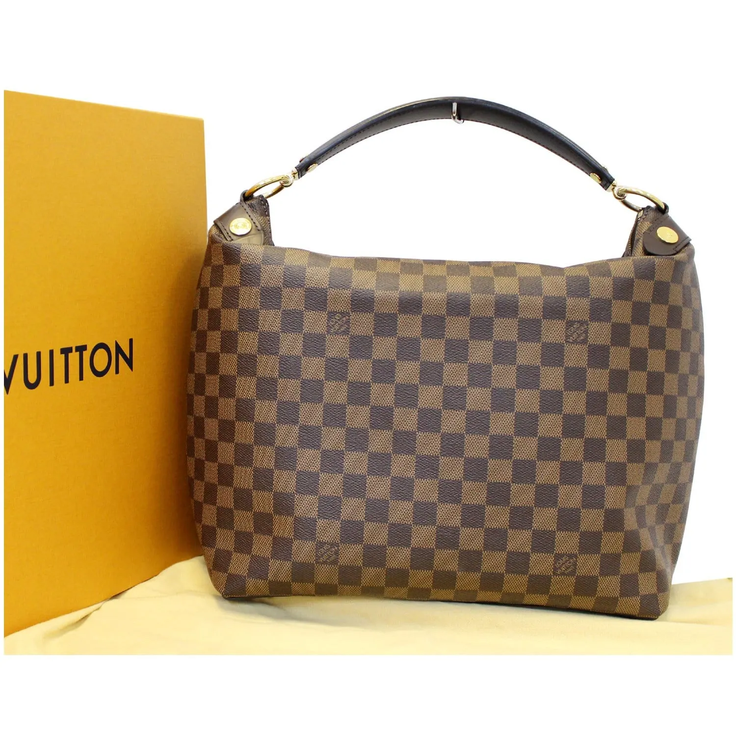 LOUIS VUITTON Duomo Hobo Damier Ebene Shoulder Bag Brown