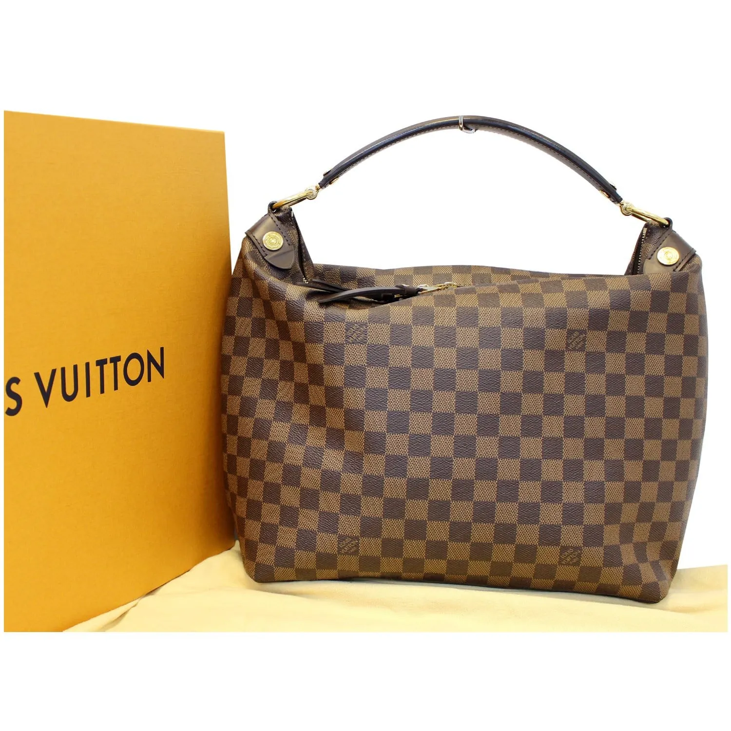 LOUIS VUITTON Duomo Hobo Damier Ebene Shoulder Bag Brown