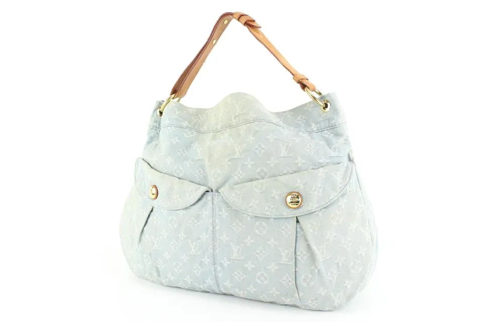 Louis Vuitton Light Blue Monogram Denim  Daily GM Hobo Bag 27lk53s