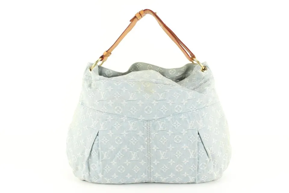 Louis Vuitton Light Blue Monogram Denim  Daily GM Hobo Bag 27lk53s