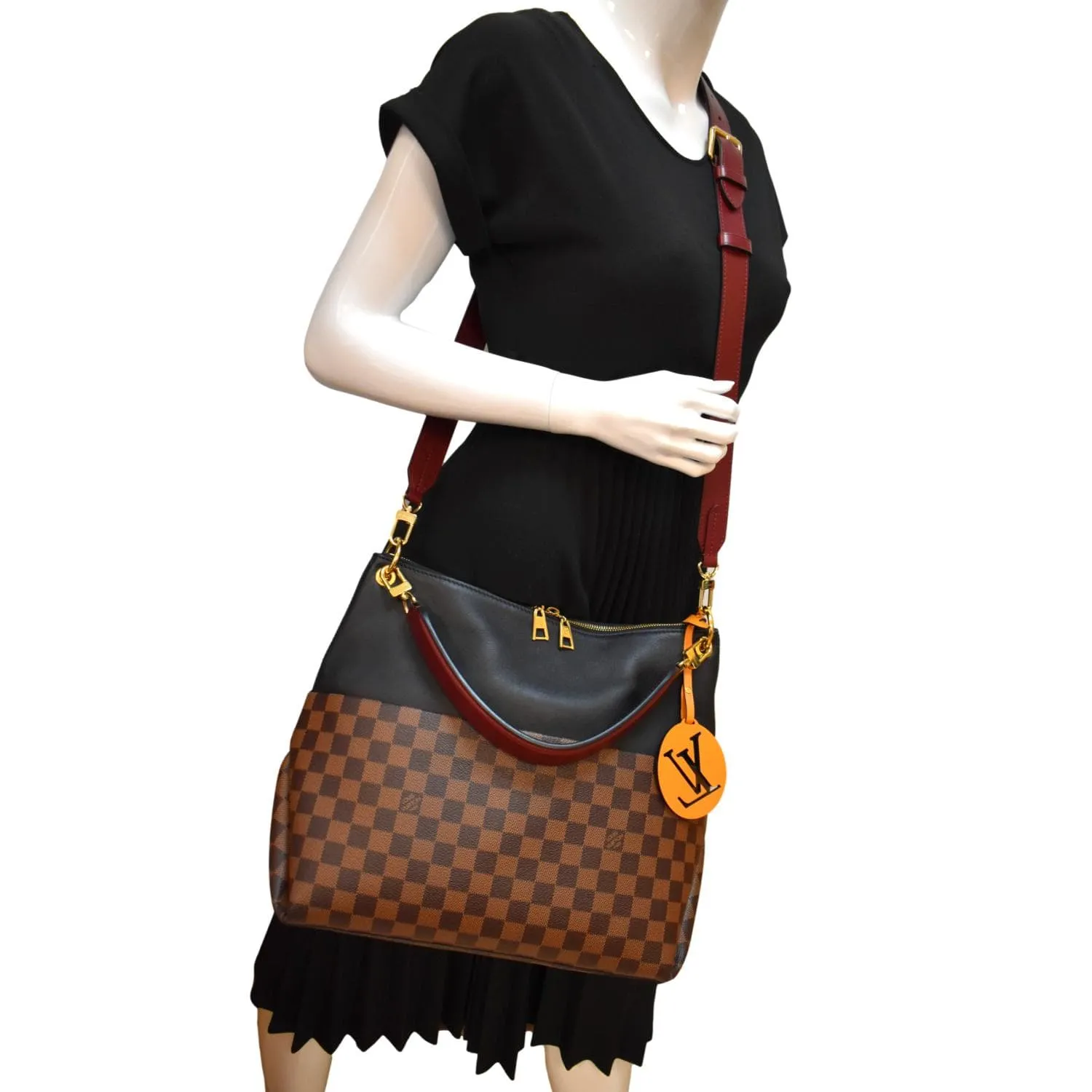 LOUIS VUITTON Maida Damier Ebene Hobo Shoulder Bag Brown
