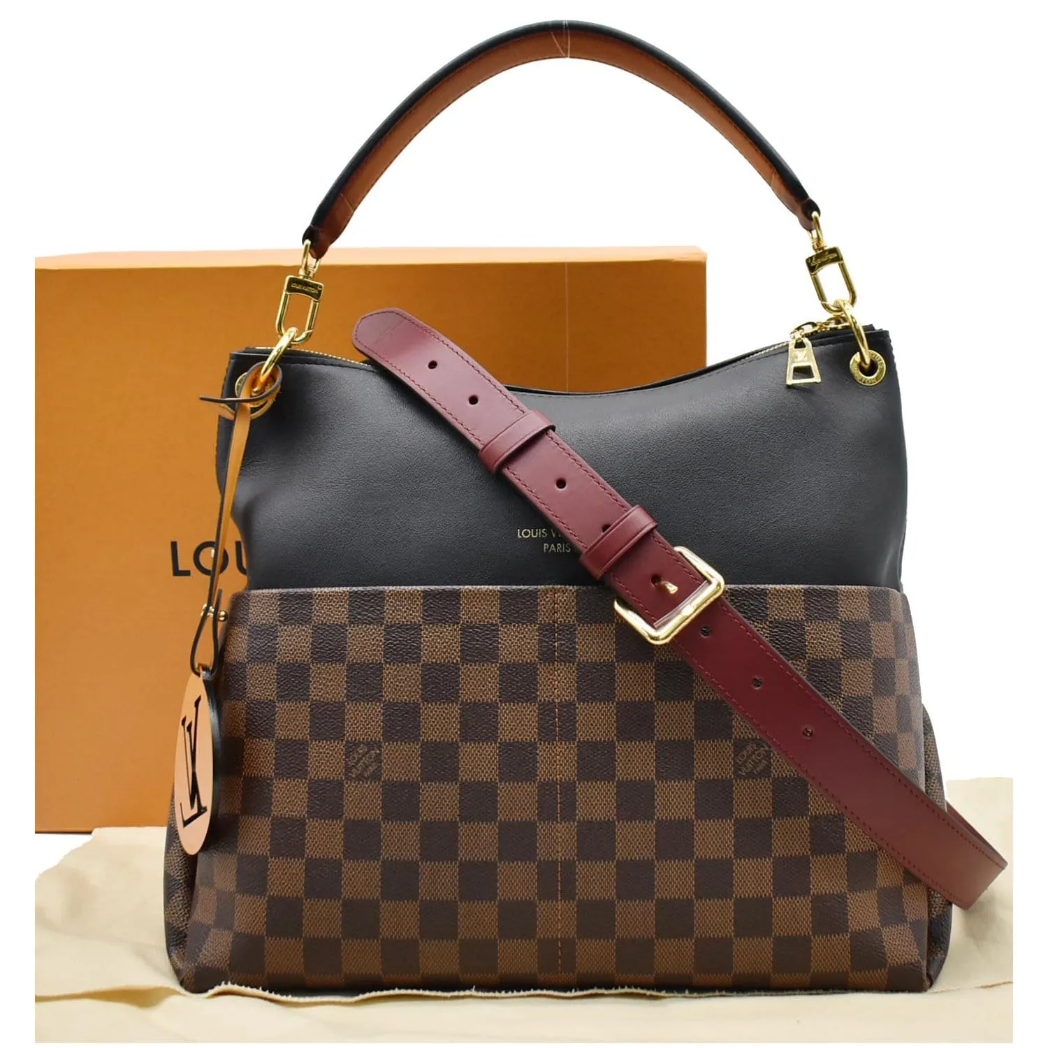 LOUIS VUITTON Maida Damier Ebene Hobo Shoulder Bag Noir