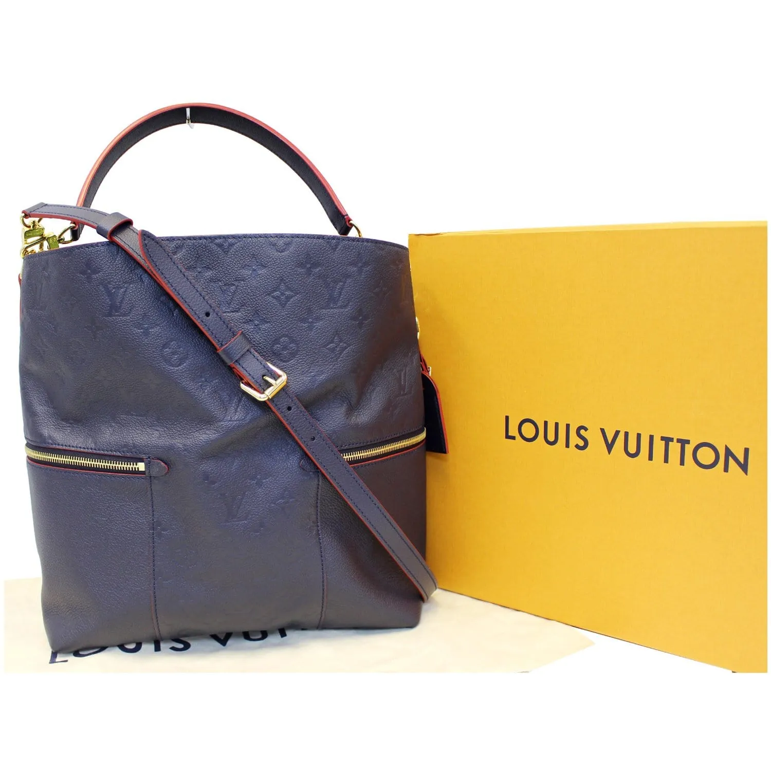 LOUIS VUITTON Melie Empreinte Leather Hobo Shoulder Bag Marine Rouge