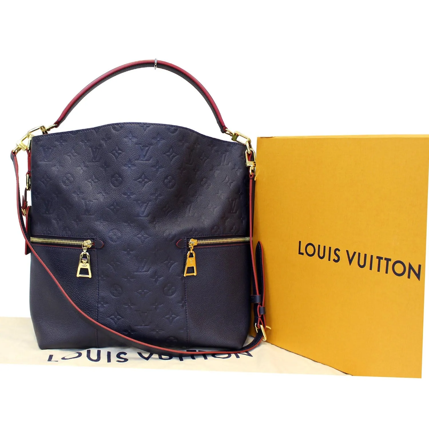 LOUIS VUITTON Melie Empreinte Leather Hobo Shoulder Bag Marine Rouge