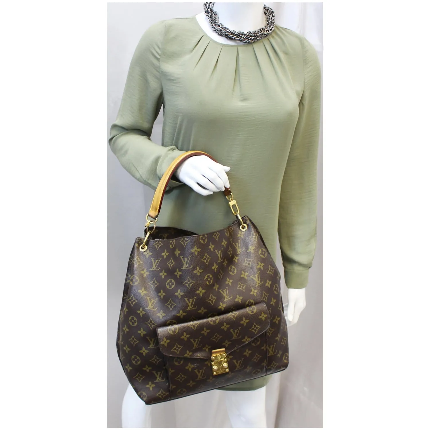 LOUIS VUITTON Metis Monogram Canvas Hobo Shoulder Bag Brown