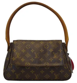 LOUIS VUITTON Monogram Canvas Looping Brown Satchel Handbag