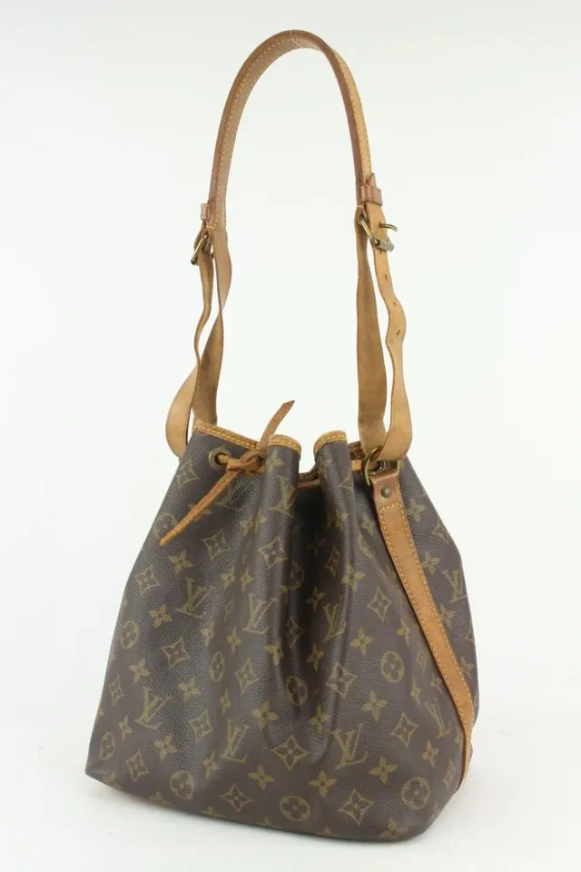 Louis Vuitton Monogram Petit Noe Drawstring Bucket Hobo Bag 8LV1027