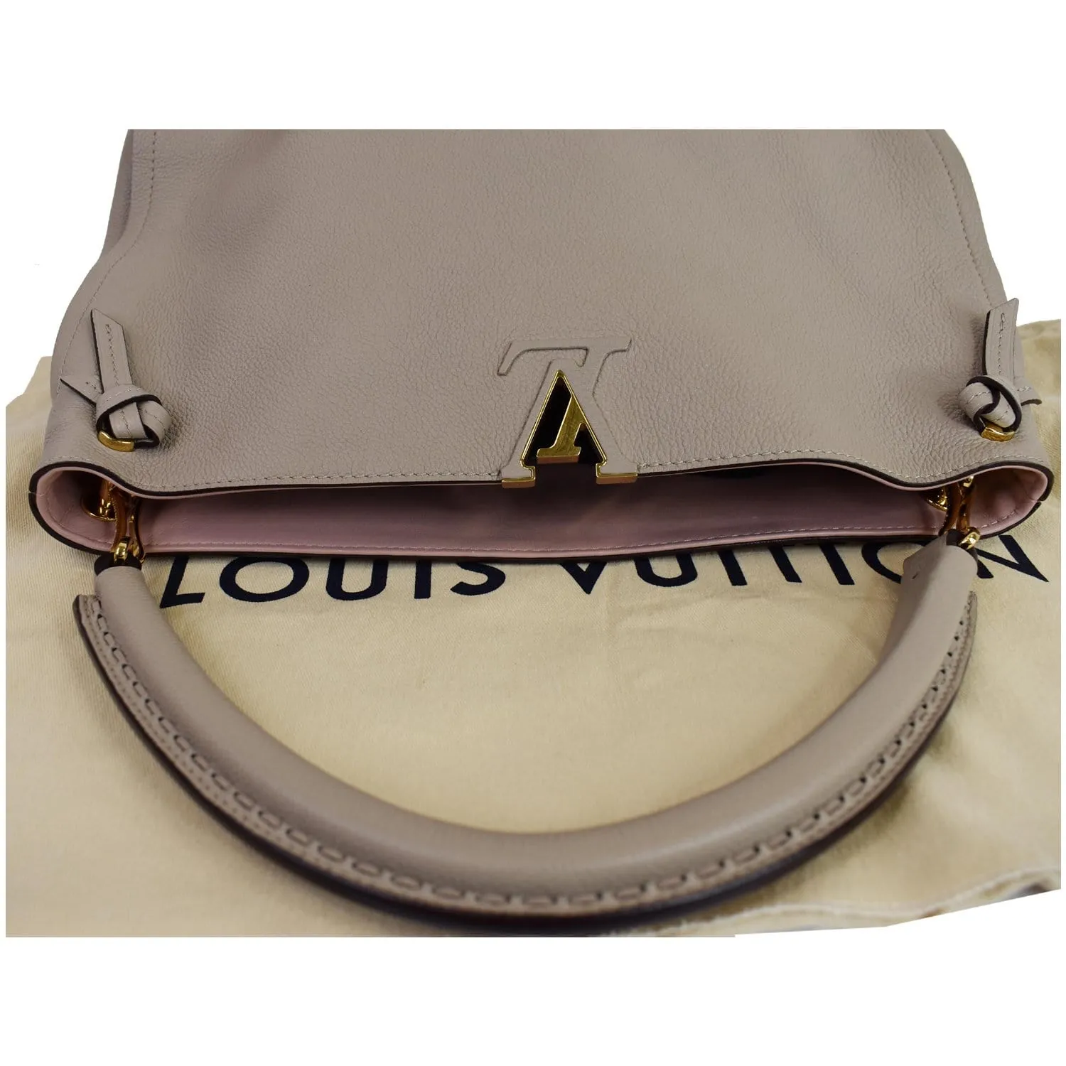 LOUIS VUITTON Tournon Taurillon Leather Hobo Bag Galet