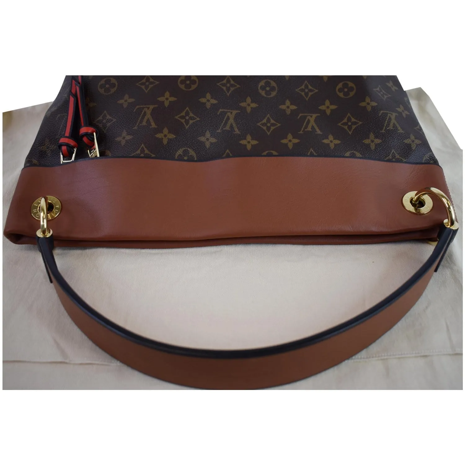 LOUIS VUITTON Tuileries Monogram Canvas Hobo Bag Caramel