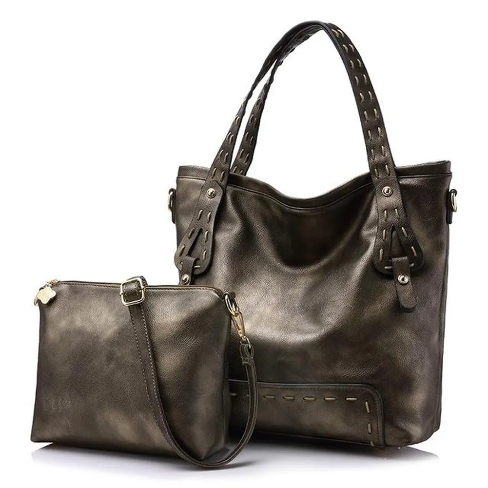 <bold>Tote & Crossbody Bag Set <br>Vegan-Leather