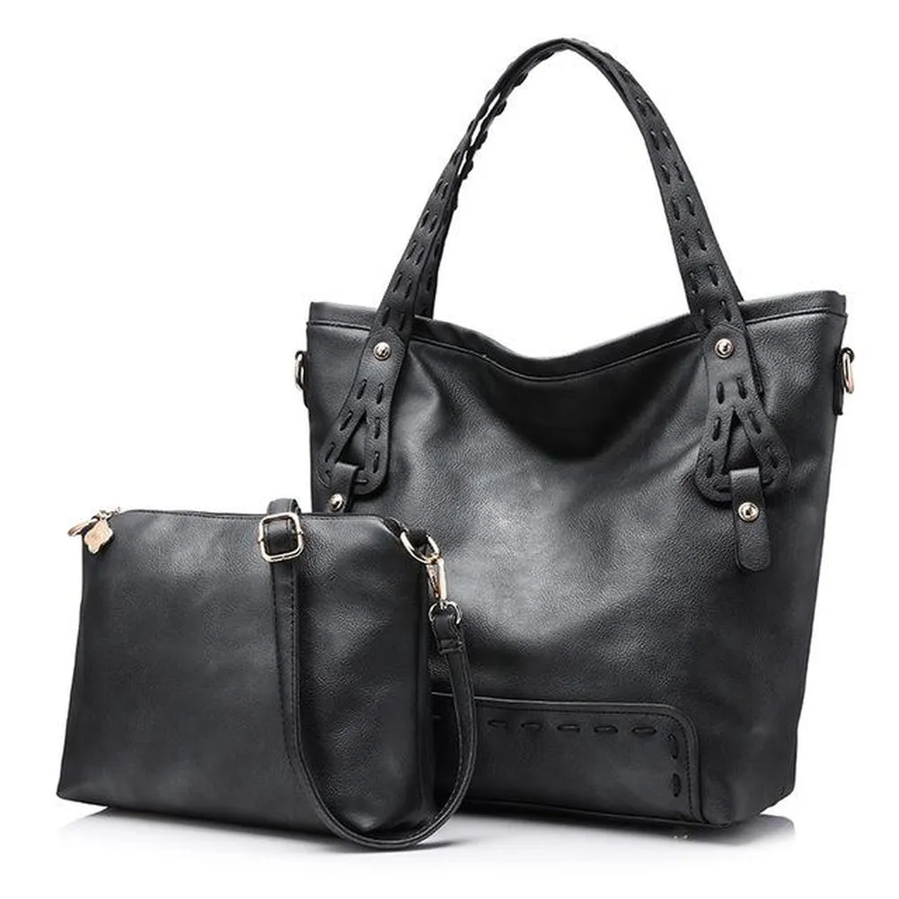 <bold>Tote & Crossbody Bag Set <br>Vegan-Leather