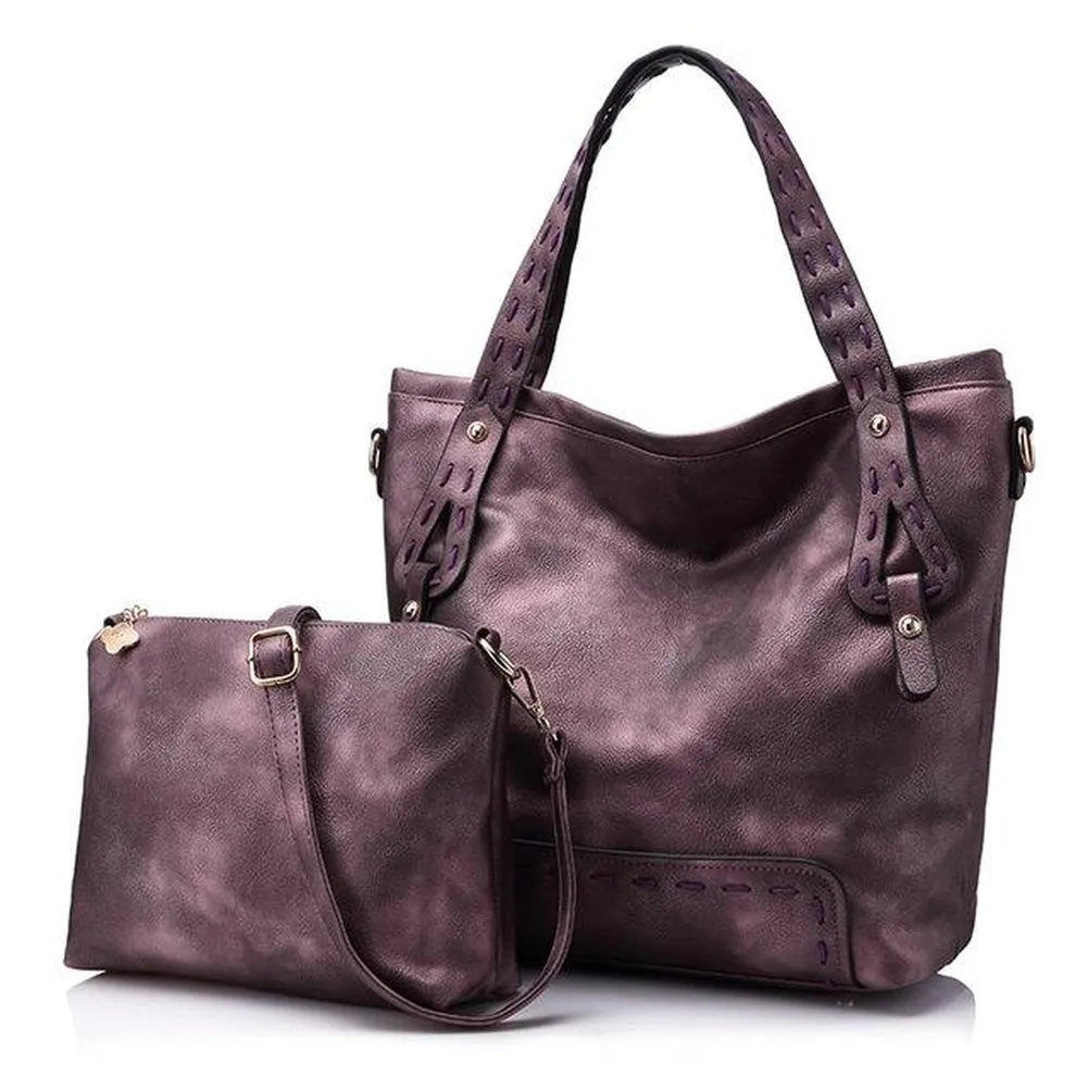 <bold>Tote & Crossbody Bag Set <br>Vegan-Leather