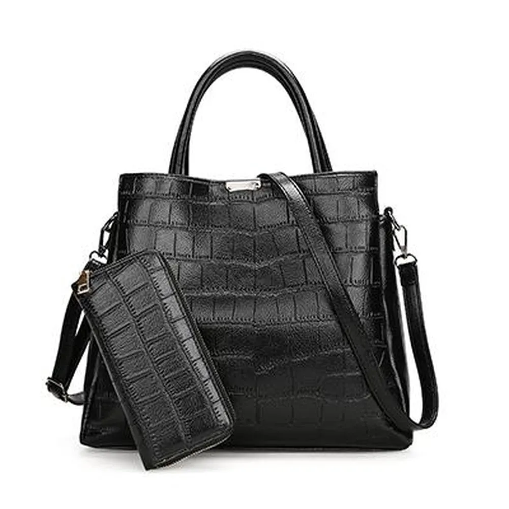 <bold>Tote Bag & Clutch Set <br>Vegan-Leather