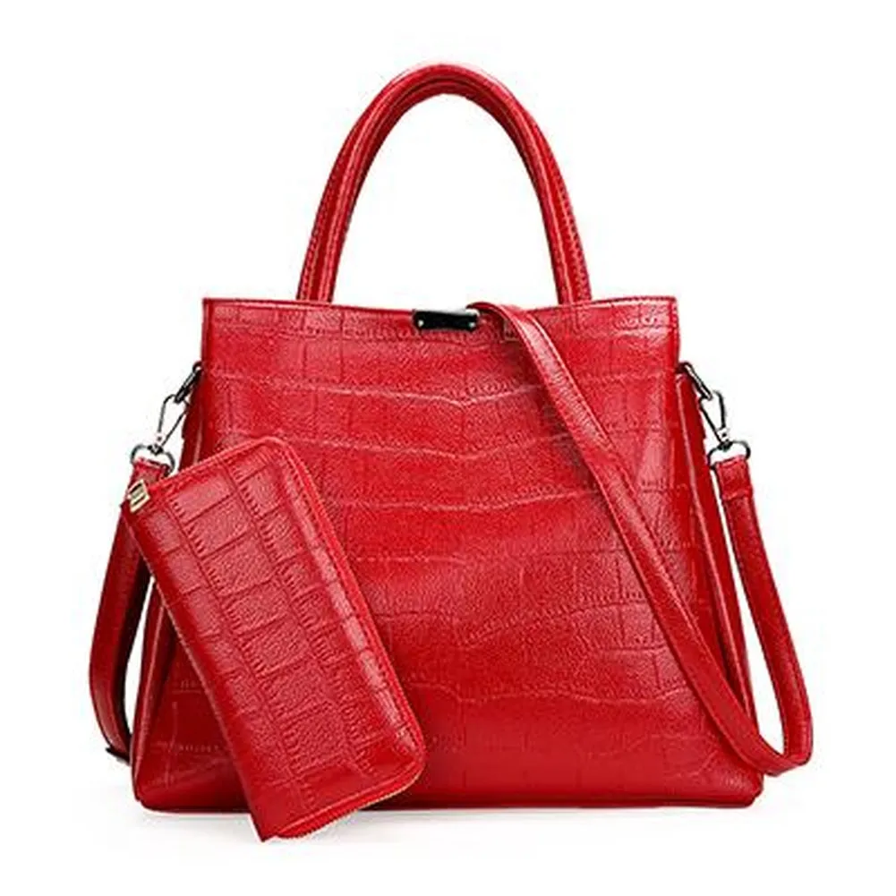 <bold>Tote Bag & Clutch Set <br>Vegan-Leather