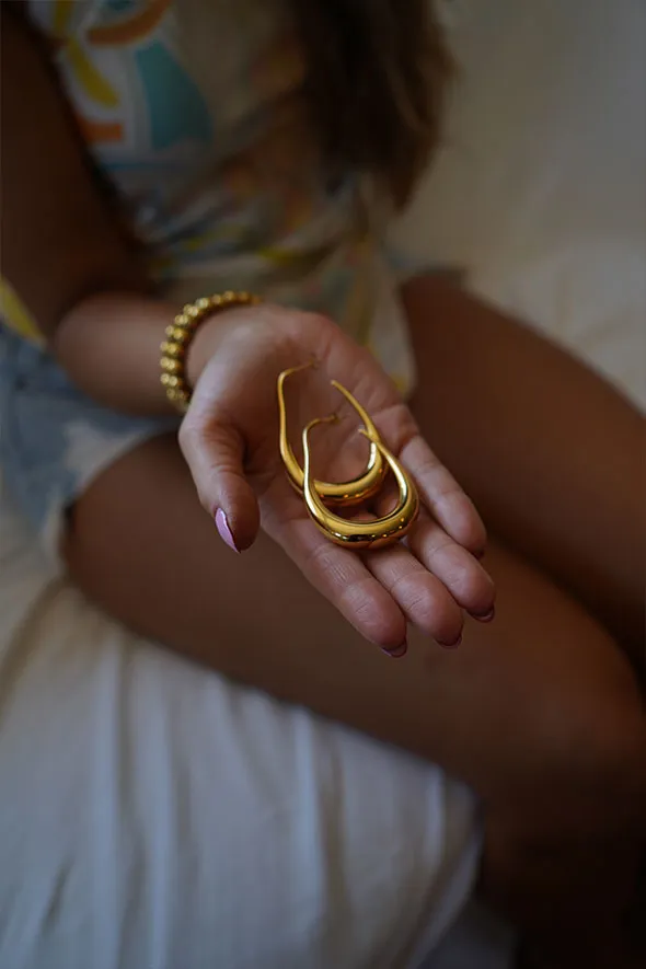 Lucia Unique Lightweight Large Gold Hoop Earrings