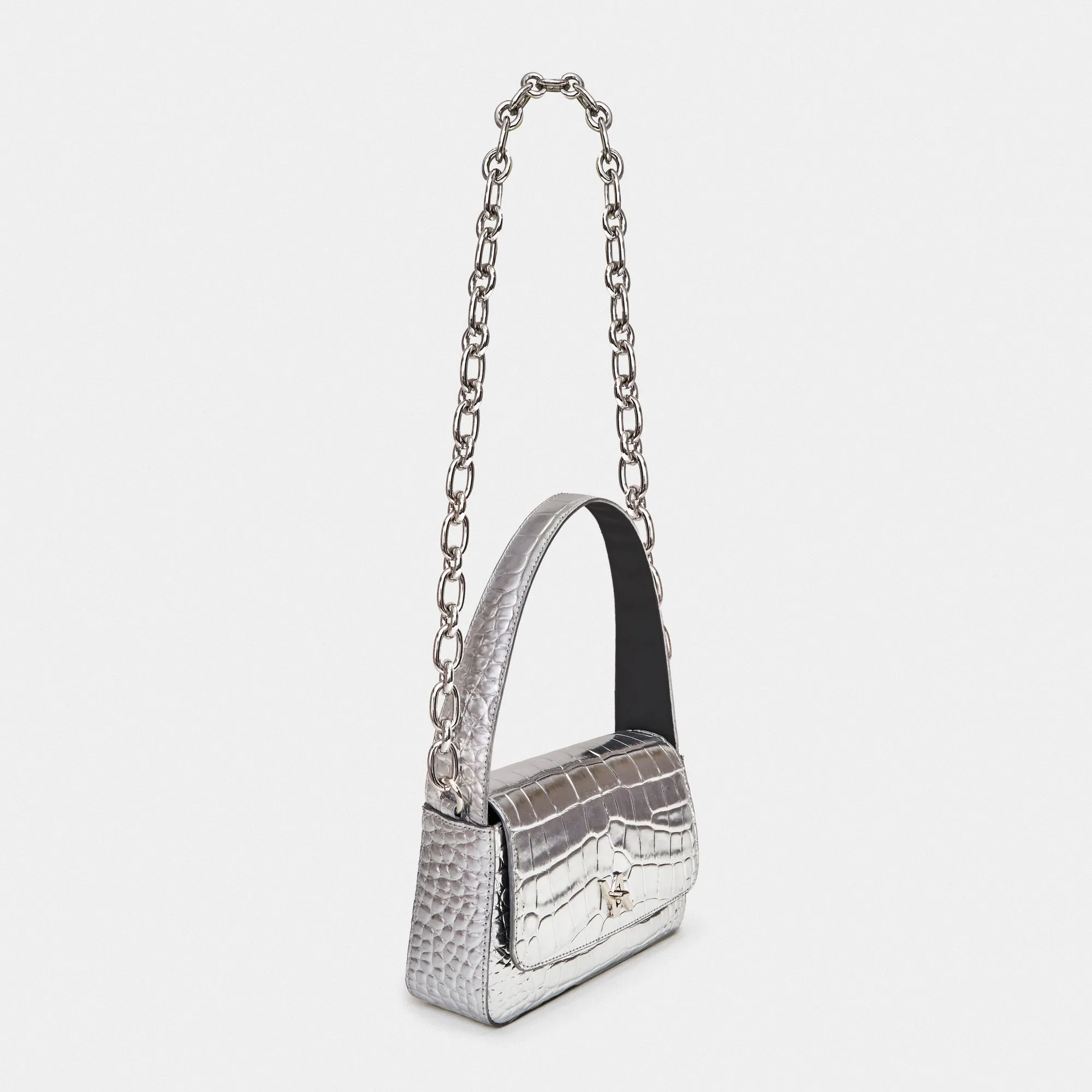 Lulu croc silver hobo