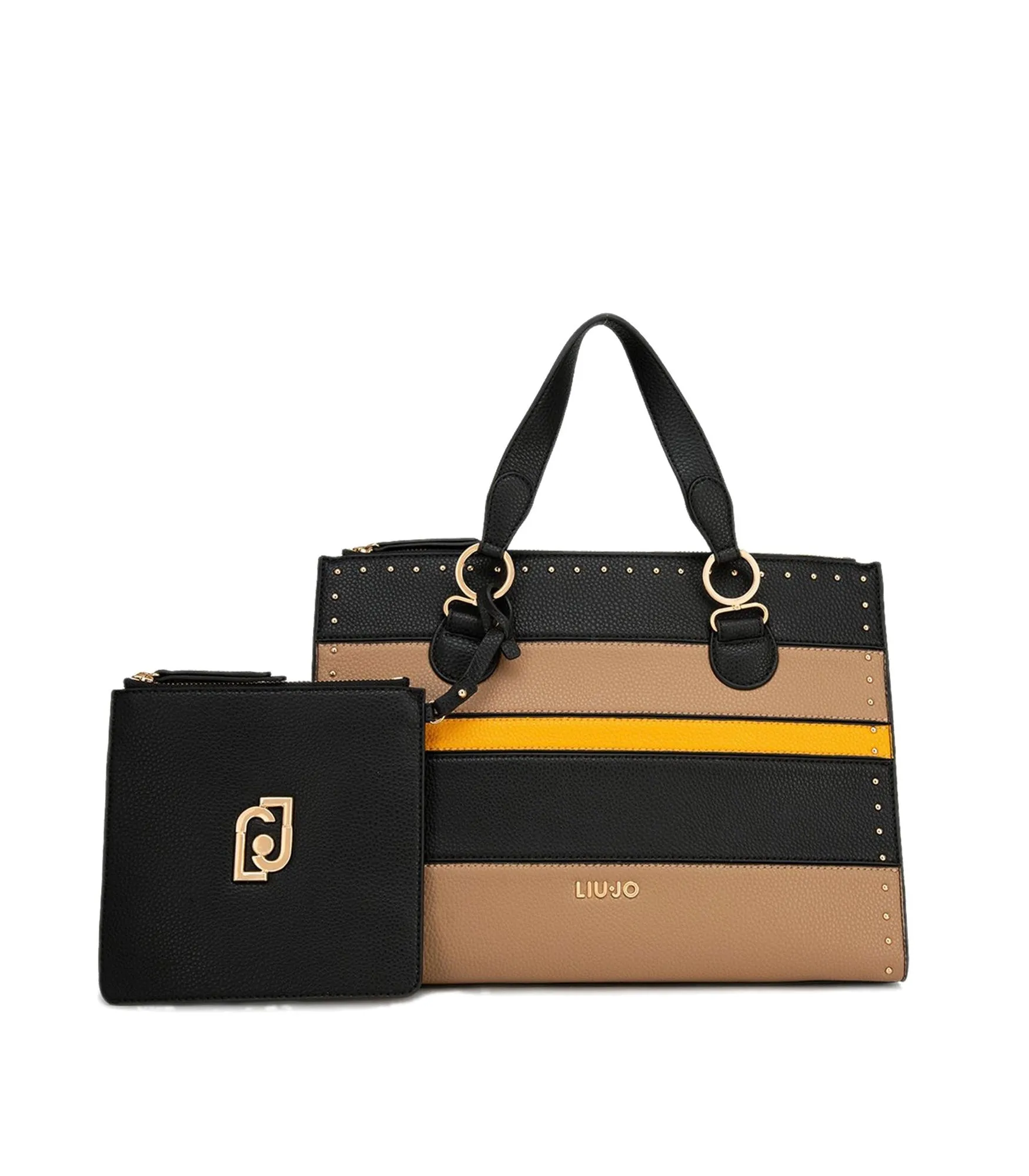 M Double Zip Satchel - Nero/Mais/Nuez