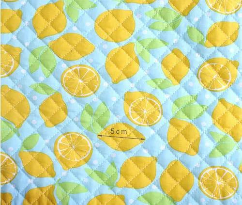 Machine Quilted Cotton Blend Fabric Fresh Lemons - Pink, Blue or Yellow - By the Yard /51661