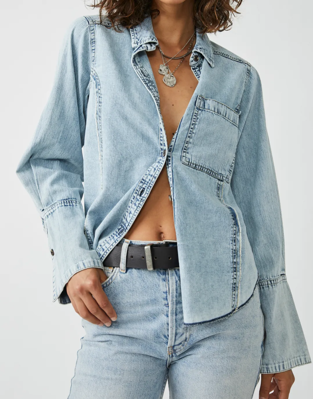MacKenzie Vintage Denim Shirt Bell Sleeves