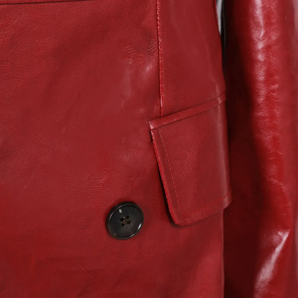 Madame Web Red Leather Coat Cosplay Costume Outfits Halloween Carnival Suit
